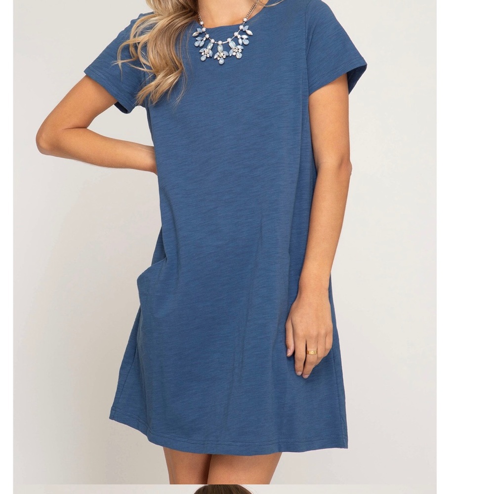 NWT SHORT SLEEVE SLUB KNIT DRESS WITH POCKETS